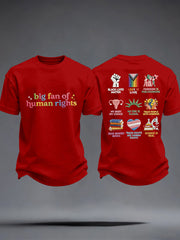 Men's Big Fan of Human Rights Embroidery Pattern T-Shirt