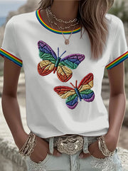 Women's Butterfly Rainbow Pride Month short-sleeved T-shirt