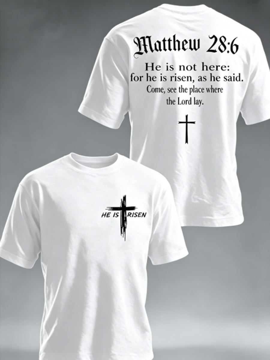 Men's He is Riser MATTHEW 28:6 Tee