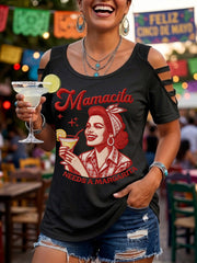 Women's Funny Mamacita Needs A Margarita Cinco de Mayo Print Casual Top