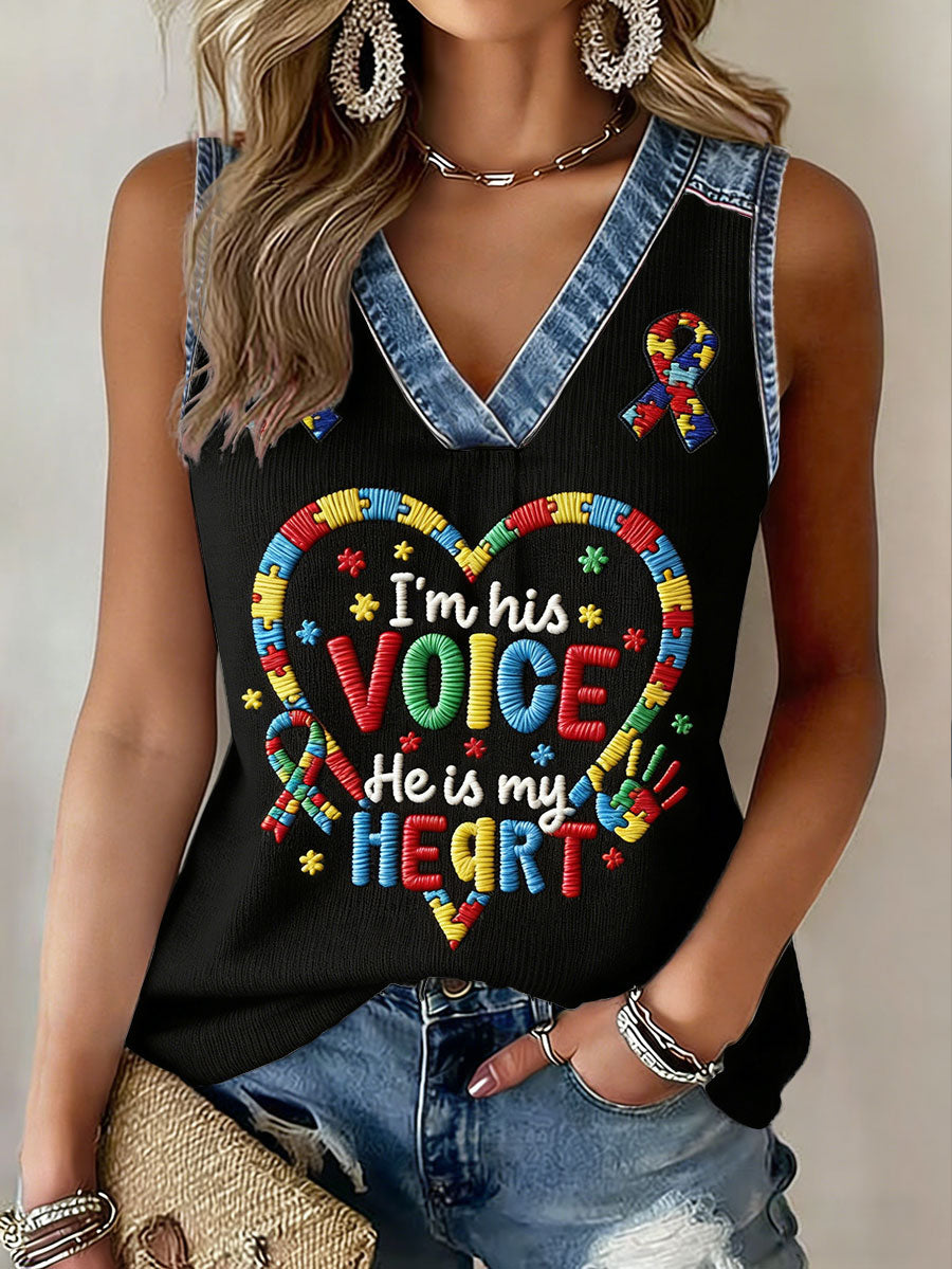 Women's Autism Awareness Mother's Day Printed Tank Tops