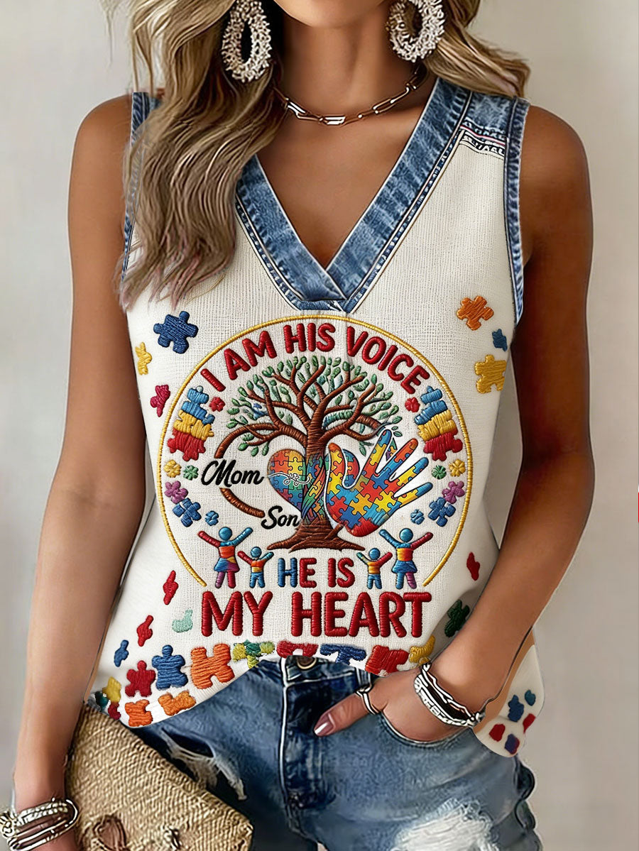 Women's Autism Awareness Mother's Day Printed Tank Tops