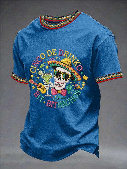 Men's Funny Cinco De Mayo Bitchachos Skull Print Tee