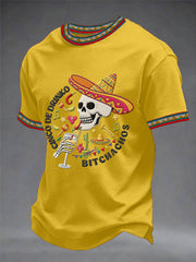 Men's Funny Cinco De Mayo Bitchachos Skull Print Tee