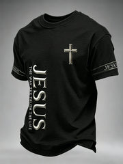 Men's Christian Jesus The Way The Truth The Life Cross Print Short Sleeve T-shirt