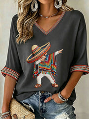 Women's Cinco de Mayo Print Casual T-Shirt