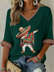 Women's Cinco de Mayo Print Casual T-Shirt