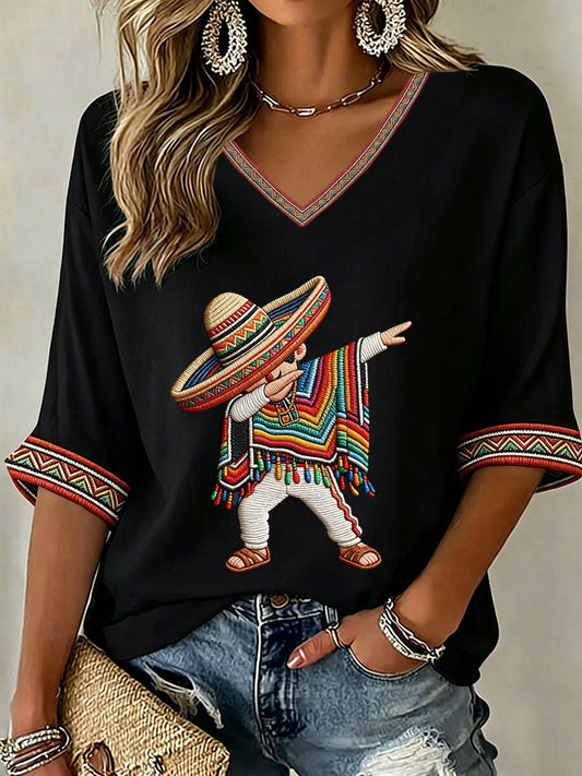 Women's Cinco de Mayo Print Casual T-Shirt