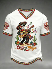 Men's Cinco De Mayo Print Short-Sleeve V-neck T-shirt