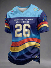 Men's Autism Awareness Print Jersey Style T-shirt