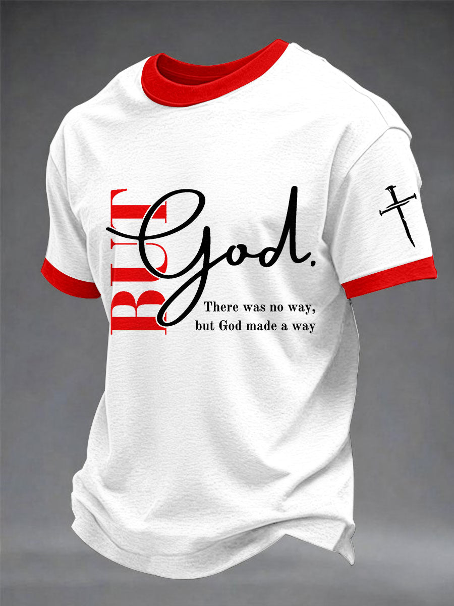 Men's "But God" Print Casual T-Shirt