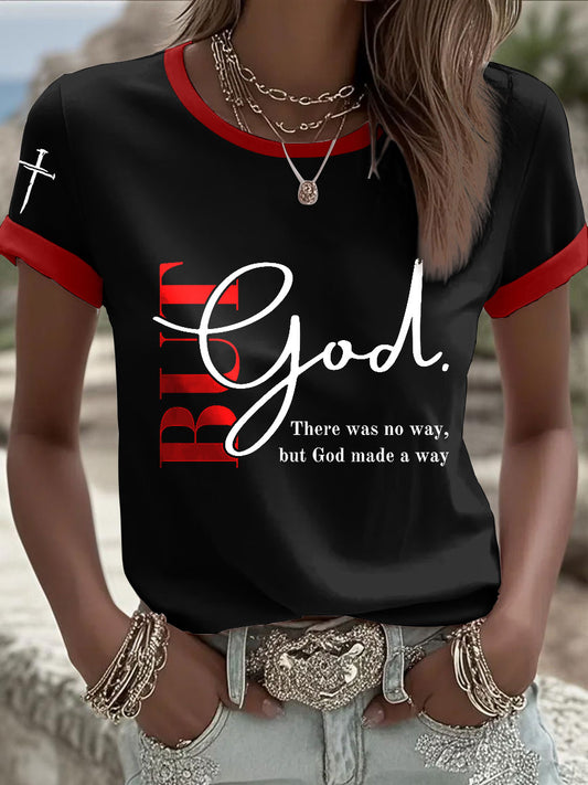Women's "But God" Printed Casual T-Shirt