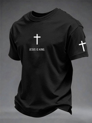 Men's Jesus is king imitation cotton short-sleeved T-shirt