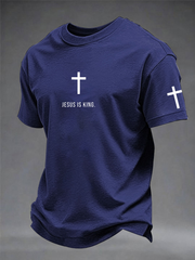 Men's Jesus is king imitation cotton short-sleeved T-shirt