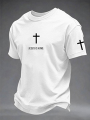 Men's Jesus is king imitation cotton short-sleeved T-shirt