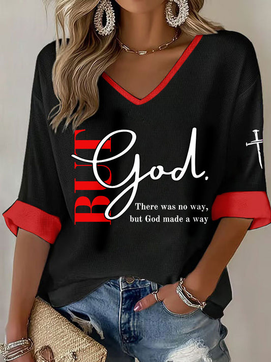 Women's "But God" Printed Casual T-Shirt
