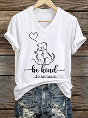 Women's Be Kind To Animals Iron On Short Sleeve T-Shirt