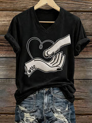 Women's love Dog Print Iron On Short Sleeve T-Shirt