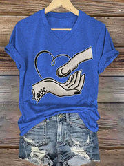 Women's love Dog Print Iron On Short Sleeve T-Shirt