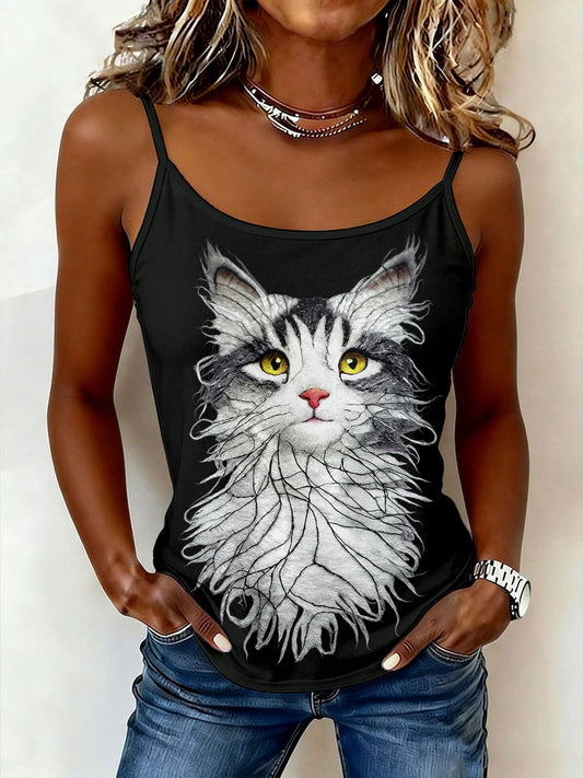 Women's Cat Art Camisole Tops