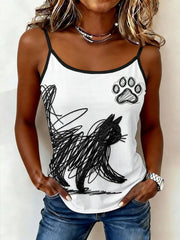 Women's Cat Art Camisole Tops