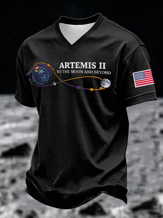 Men's Artemis II 2026 Print V-neck Tee