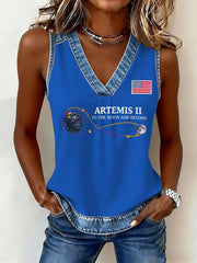 Women's Artemis II 2026 Print Print V-Neck Tee