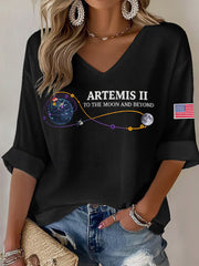 Women's Artemis II 2026 Print Print Waffle V-Neck Top