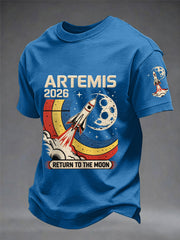 Men's Artemis II 2026 Return To The Moon For All Humanity Print Casual Tee