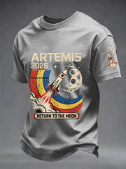 Men's Artemis II 2026 Return To The Moon For All Humanity Print Casual Tee
