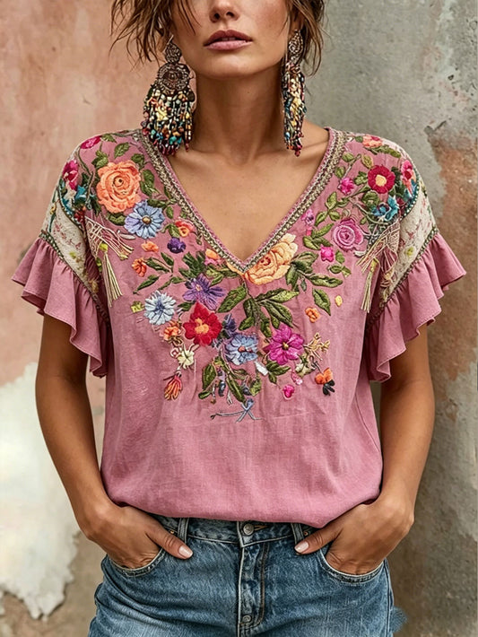 Women's Breast Cancer Awareness Pink Floral Art Printed T-Shirt