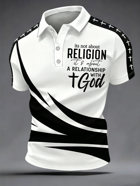 Men's Christian Cross Print Casual Polo