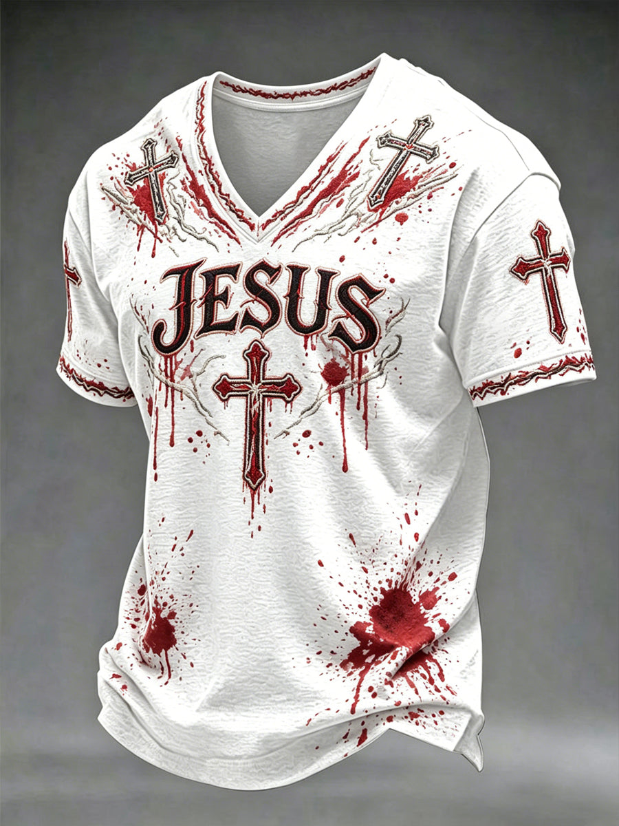 Men's Faith JESUS V-neck T-shirt