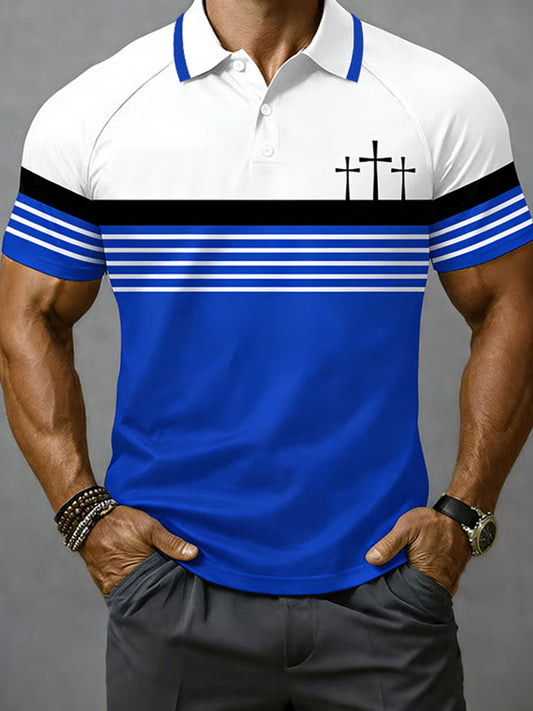 Men's Christian Cross Print Casual Polo