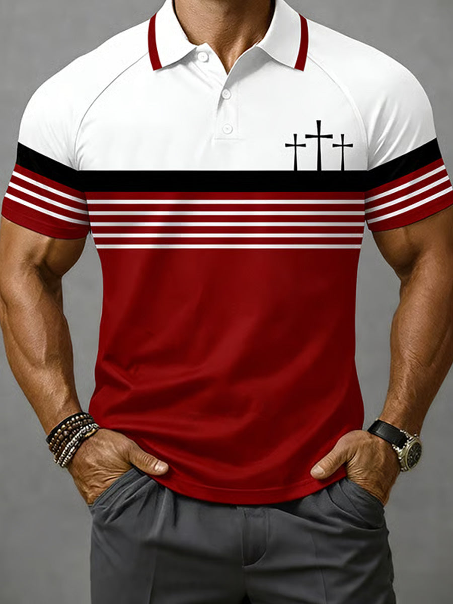 Men's Christian Cross Print Casual Polo