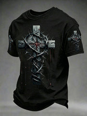 Men's Christian Cross O-neck Short Sleeve T-shirt