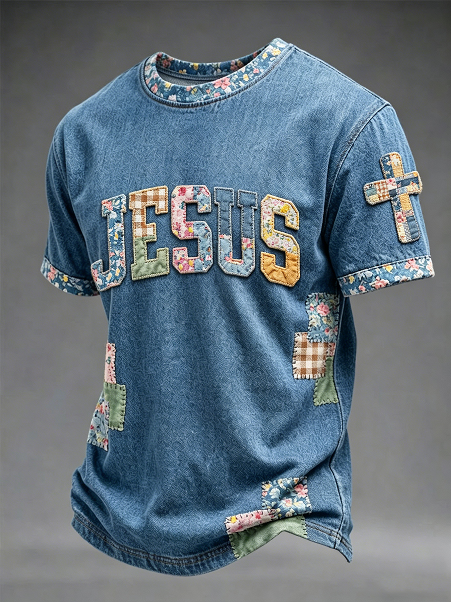 Men's Jesus Flowers Short Sleeves T-shirt