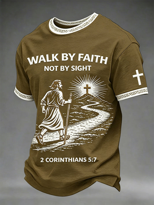 Men's We Walk By Faith Not By Sight Print Tee