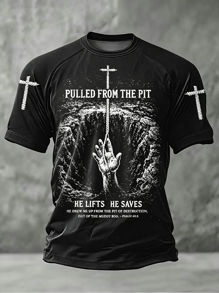 Men's Pulled From The Pit He Lifts He Saves Short Sleeve T-shirt