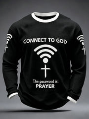 Men's "Connect To God,The Password IS Prayer" Print Casual T-Shirt