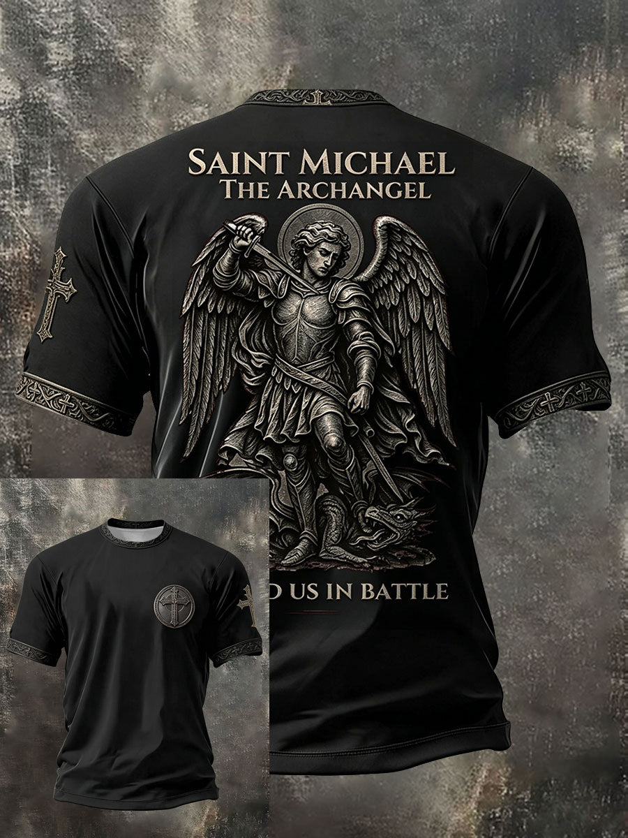 Men's Faith Saint Micheal Printed T-Shirt