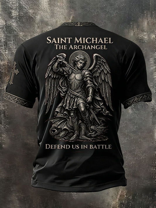 Men's Faith Saint Micheal Printed T-Shirt