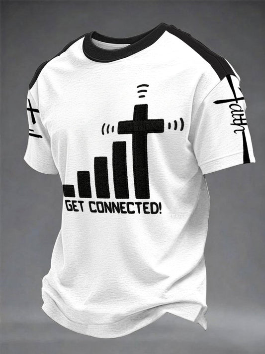 Men's "Connect To God,The Password IS Prayer" Print Casual T-Shirt