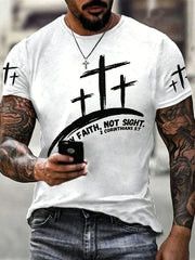 Men's Christian Cross Walk By Faith Not By Sight Short Sleeve T-shirt
