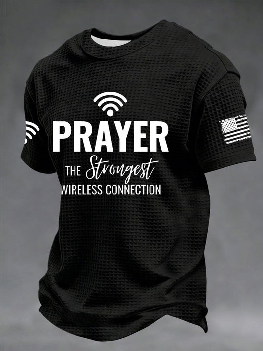 Men's Prayer The Strongest Wireless Connection Printed Casual T-Shirt