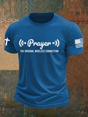 Men's Prayer The Strongest Wireless Connection Printed Casual T-Shirt