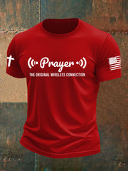 Men's Prayer The Strongest Wireless Connection Printed Casual T-Shirt