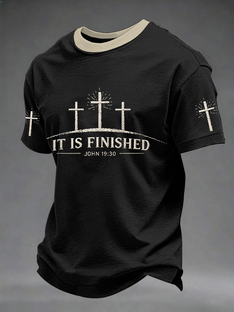 Men's Christian Cross It Is Finished Print Tee