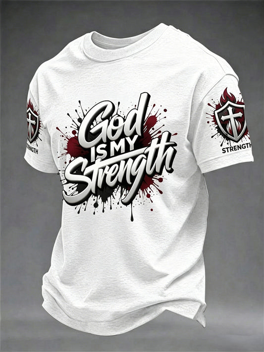 Men's Christian God Is My Strength Cross Short Sleeve T-shirt