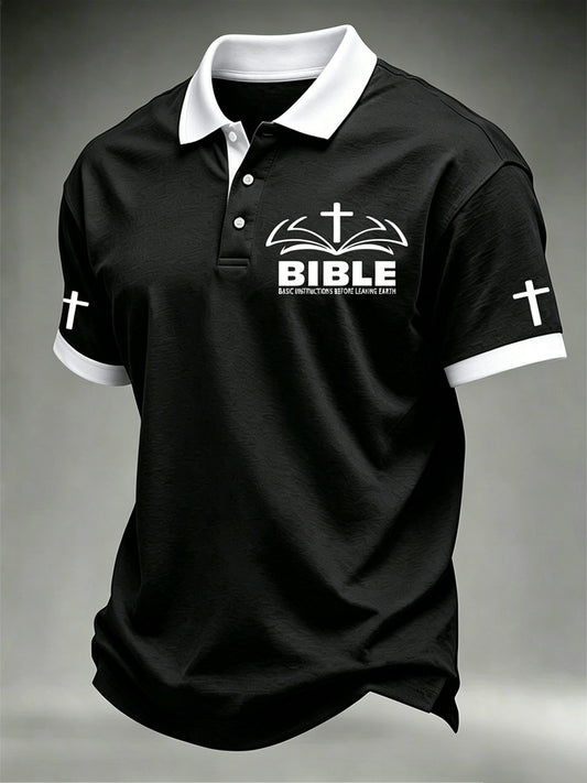 Men's Christian Cross Print Polo